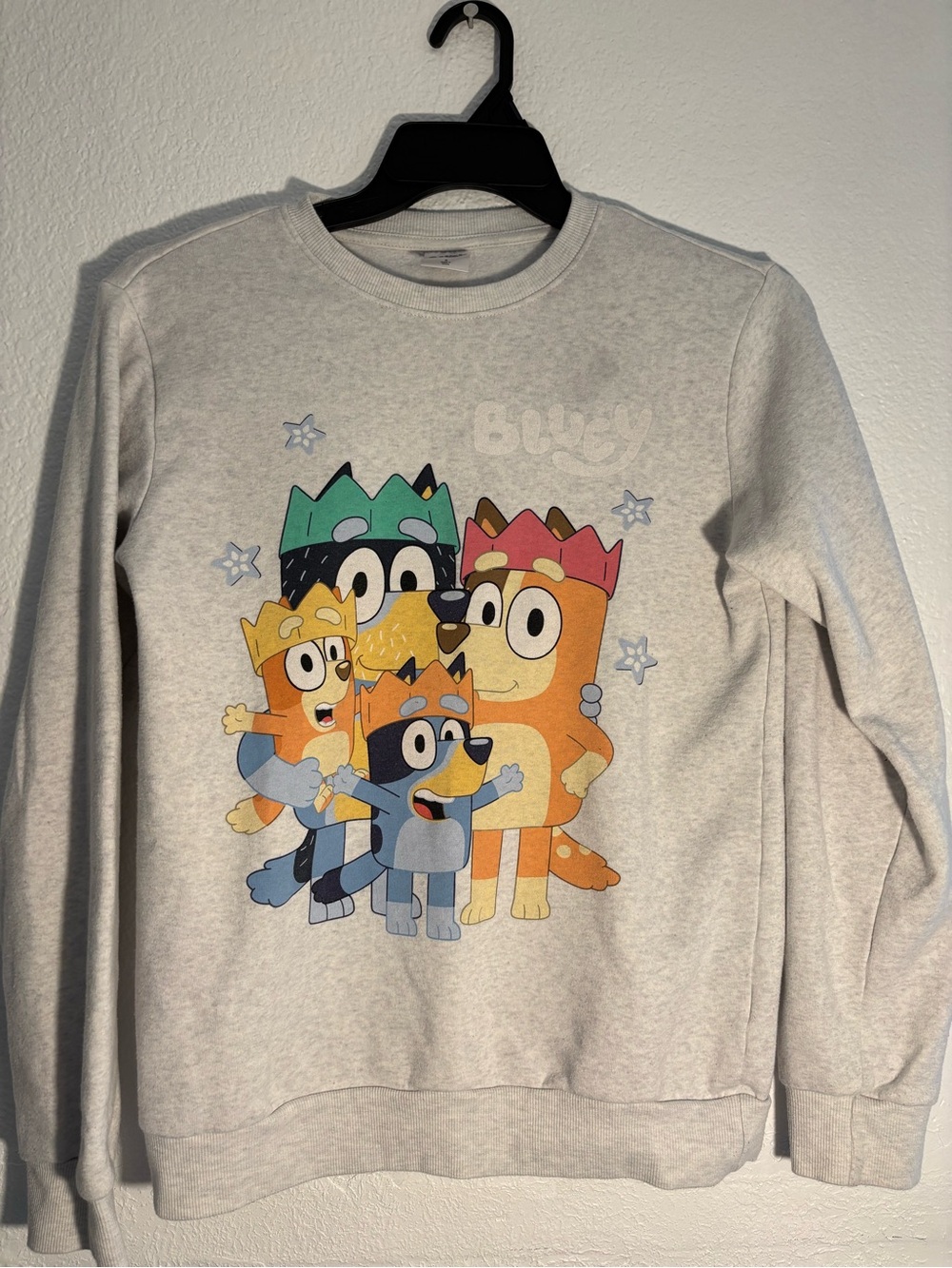 Light Gray Crewneck Sweatshirt with Colorful Cartoon Graphic